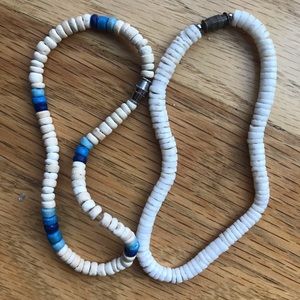 2 ankle bracelets puka shells and beads